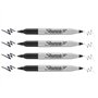 Sharpie Lot de 4 marqueurs permanents à double pointe | Pointe fine et ultra fine | Noir | Dans un sac en plastique
