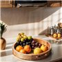 Hazelton Oaks Plateau de service rond en bois avec poignées, plateau de présentation alimentaire de taille moyenne, plateau en b