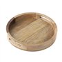 Hazelton Oaks Plateau de service rond en bois avec poignées, plateau de présentation alimentaire de taille moyenne, plateau en b