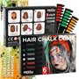 Festicy Craie pour cheveux I 6 couleurs Halloween noir, blanc et rouge I Parfait deguisement halloween femme et fille I Accessoi