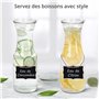 Winter Shore Bouteille Verre 1L avec Couvercles [Lot de 2] - Carafe Verre Bouchon en Acrylique avec Étiquettes Ardoise & Marqueu