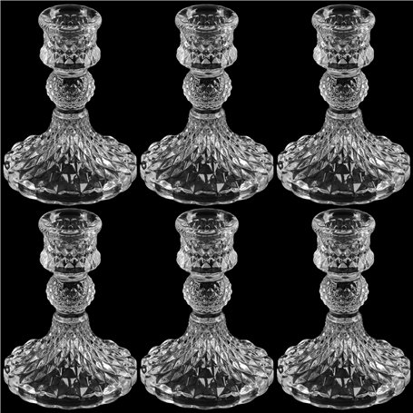 Winter Shore Bougeoirs en Verre [Lot de 6] - Chandelier Verre Transparent pour Centres de Table de Mariage