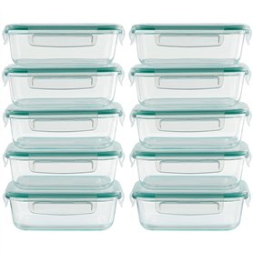Winter Shore Boites Alimentaires Hermétiques avec Couvercles 630ml (10 pcs)- Récipients Meal Prep Verre Borosilicaté Sans BPA po