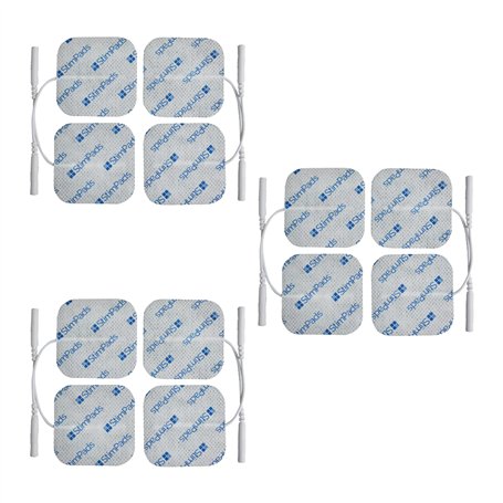 StimPads - 12 Électrodes 40x40mm avec Connecteur à Broche 2mm - Excellente Adhérence et Conductivité - Électrodes de Haute Quali
