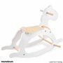 Mamabrum Cheval à Bascule en Bois - Jouet Balançoire Blanc Classique pour Enfants 1+ an, Design Minimaliste, Siège Sécurisé 70 c