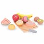 Mamabrum Fruits en Bois à Découper - Planche et Couteau en Bois, 6 Fruits avec Velcro, Trancher, Passe-Temps Culinaire pour Enfa