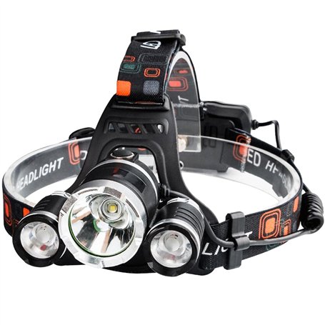 Retoo Lampe frontale à LED T6 superbrillante con 4 modos de luz y 90° ajustable