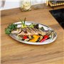 Lot de 3 plateaux de service ovales en acier inoxydable argenté