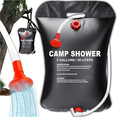 Retoo Douche de Camping 20 L/5 gallons Solaire Chauffe Solaire Douche Solaire Douche de Jardin d'extérieur Sac à Eau Solaire Por