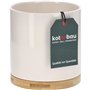 KOTARBAU® Pot de fleurs cylindrique en céramique Blanc Ø 13 cm avec base en bambou
