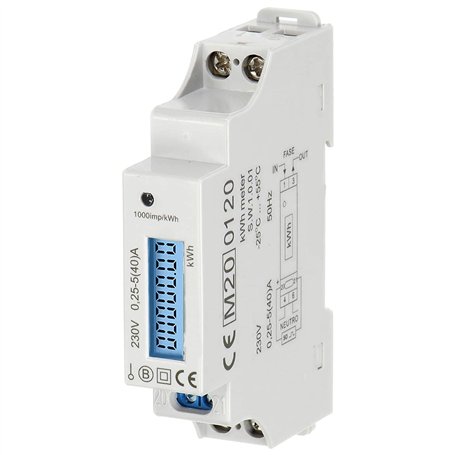 Miratic Compteur Electrique Pour 1 Phase avec Certificat MID Largeur 1 Module 40A montage DIN TH-35mm