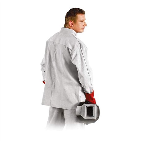 Reis KSB Indianex Veste de Protection en Cuir pour Soudeur Gris Clair Uni (A: 170-182 B: 112-126) Taille