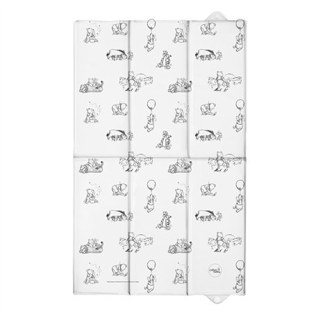Grand matelas à langer pliable et portable 50 x 80 cm – Noir et blanc Winnie l'ourson | Imperméable | Facile à transporter