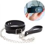 Collier BDSM 47cm ⌀4cm Laisse BDSM 77cm Noir en Cuir Artificiel et Métal Collier Réglable Jeux Sexuelle Adulte Jouet Érotique Se