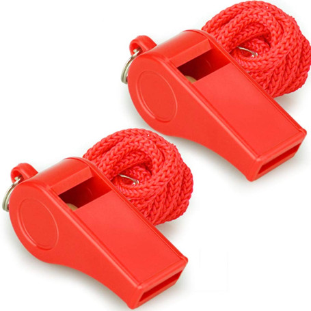 Hipat Lot de 2 sifflets d'urgence rouges avec cordon