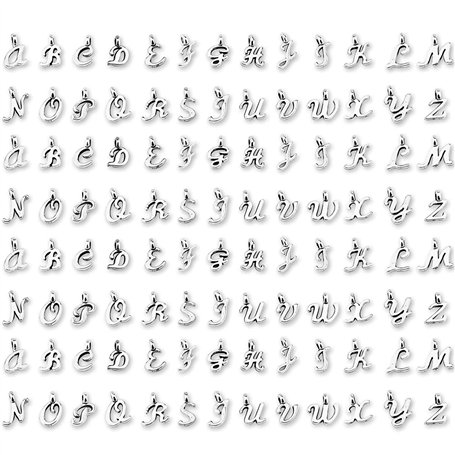 SAVITA 130 pièces ABC Lettre Charmes Mini Alphabet A-Z Alliage de Zinc Bracelet Collier Pendentifs pour la Fabrication de Bijoux