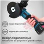 DongCheng Meuleuse d'angle sans fil 18 V, Disqueuse 125 mm, 630 W, profondeur de coupe 33 mm, Meuleuse augulaire sans balais Poi