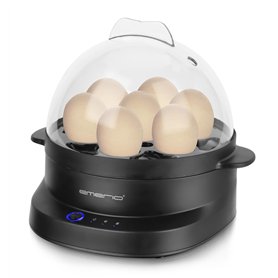 EMERIO Cuiseur à œufs unique cuit les trois niveaux de cuisson [doux|moyen|dur] en un seul processus de cuisson pour 7 œufs avec
