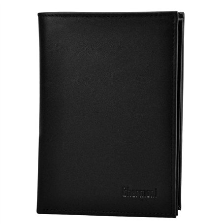 Charmoni Grand Classique Portefeuille en Cuir Protection RFID Blocage Homme (Noir 5612 Lisse)
