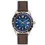 Montre Versace Hellenyium GMT pour Homme en Cuir Marron Cadran Bleu 42 mm V11080017