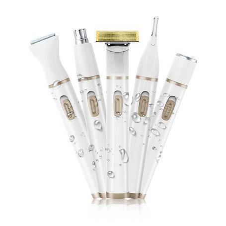 5 en 1 Femmes Rasoir électrique Bas Indolore Corps épilation Bruit Corps épilateur Femmes Rasoirs Ensemble pour Visage Nez Cheve