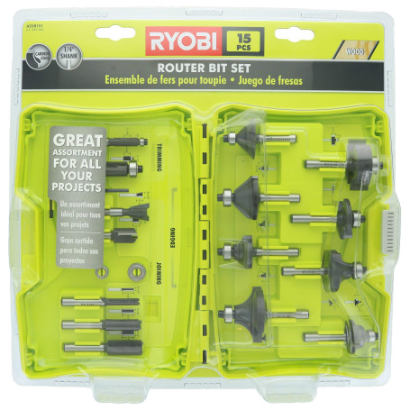 Ryobi A25R151 Embout de fraise-mère en carbure à queue de 1/4 pouce pour 15 pièces