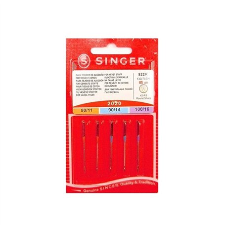 Singer 2020 Assortiment de 5 aiguilles pour machine à coudre Calibres 80/11