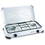 Réchaud gaz portable 2 feux 2600W Blanc laqué Couvercle Plaque de cuisson KEMPER