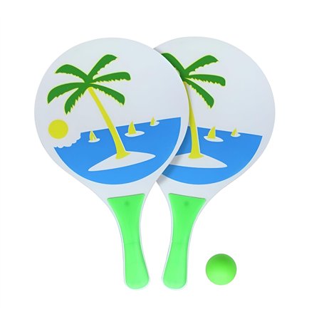 Raquettes de Plage avec Balle Plage Tennis Attrape la pagaie 38 cm Raquettes de Plage en Bois colorées avec Balle