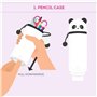LEGAMI - Lot de 10 stylos gel effaçables + trousse panda 2 en 1 – avec encre effaçable thermosensible, gamme de couleurs d'encre