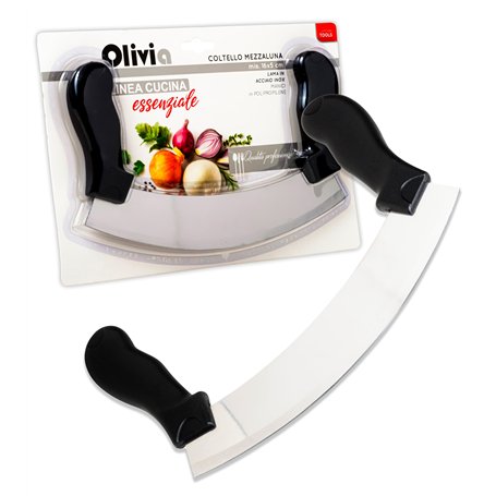 IPEA Couteau Hachoir Demi Lune avec Lame Incurvée en Acier Inoxydable - Couteau Monogame pour couper les Légumes