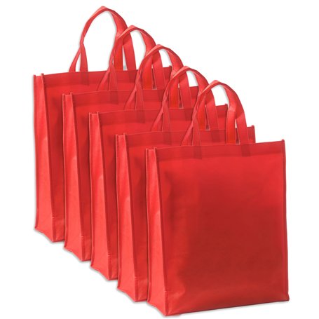 IPEA Sacs de Course Shopper en TNT - 5 pièces - Tote Bag - Dimensions 42 x 37 cm - Sac en Tissu non Tissé réutilisable pour le s