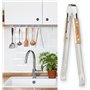 IPEA Pinces de Cuisine en Acier Inoxydable avec Poignées en Bois – Design Innovant – Pince Professionnelle pour Barbecue, Viande