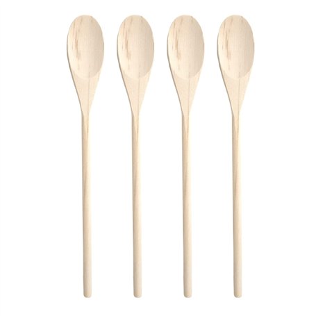 Lot de 4 cuillères de cuisine en bois de hêtre – Set d'ustensiles pour cuisiner