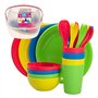 AKTIVE Set Picnic Camping pour 4 Personnes Plateau Repas avec Poignée Couverts de Camping