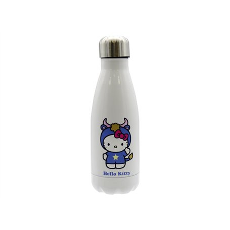 CYPBRANDS CyP Brands-Hello Kitty Sanrio Bouteille d'eau Bidon Gourde Horoscope Taureau 550 ml Blanc Produit officiel