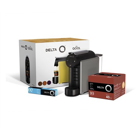 Delta Q MiniQool - Pack de cafetière à capsules automatique - Réservoir avec capacité de 7 capsules - Comprend 1 x 40 capsules d