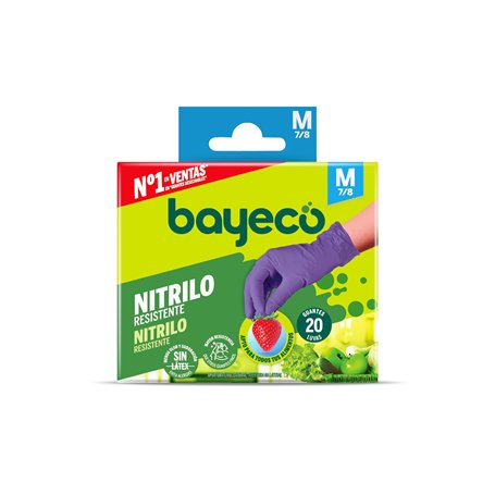 Bayeco - Gants nitrile à usage unique - Couleur violet - Ambidextres - Sans poussière ni latex - Doigts texturés pour une meille