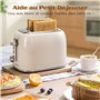 Aigostar Grille Pain, 2 Fentes Extra-Larges, Vintage Inox Crème, 6 Niveaux de Dorage, Fonction Bagel/Décongélation/Réchauffage/A