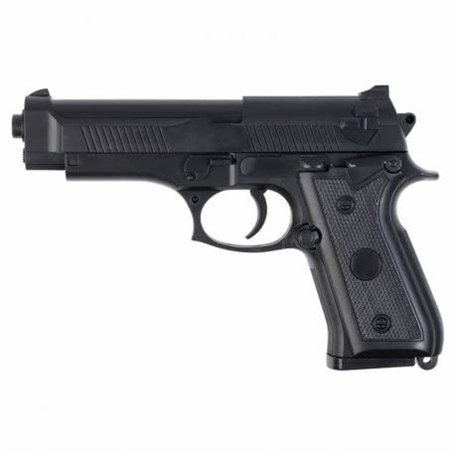 Saigo Defense Pistolet à Billes Airsoft S92 SG00056-Modèle à Ressort-rechargement Manuel/Coup par Coup-Couleur : Noir-matière:Pl