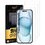 UNO' - Lot de 3 films de protection d'écran en verre trempé pour iPhone 15 et iPhone 15 Pro (6
