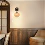 Alpinaluz Applique murale style nordique rustique en bois naturel avec abat-jour en osier et base en aluminium noir, douille E27