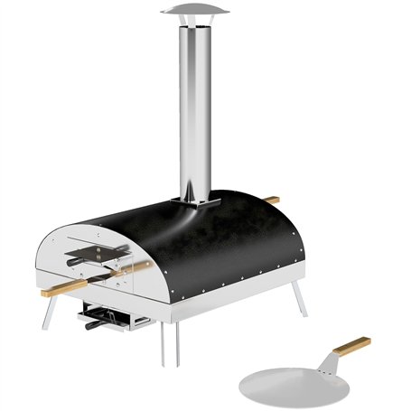 Outsunny Mini four à pizza extérieur portable avec pierre réfractaire Ø33 cm Pelle