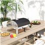 Outsunny Mini four à pizza extérieur portable avec pierre réfractaire Ø33 cm Pelle, manches en bois, thermomètre et plateau rota
