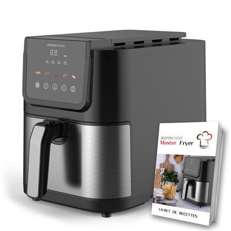 Boston Tech® Friteuse à Air Master Fryer 5L | Air fryer 1500W + 5 Programmes + Commande Tactile + Température Réglable | Panier