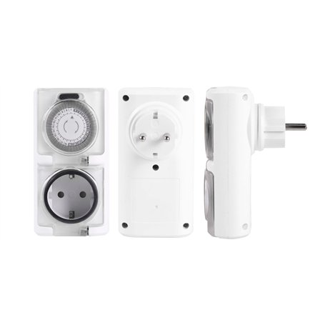 Rasmacor | Programmateur Prise Electrique ip44 | Minuteur programmateur analogique pour Usage extérieur | Prise programmable 24