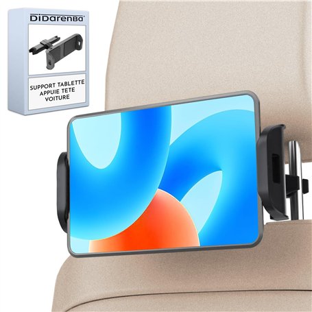 Support Tablette Voiture appuie Tete reglable Rotation de 360 Installation Facile sans Outils Compatible avec Les tablettes PC d