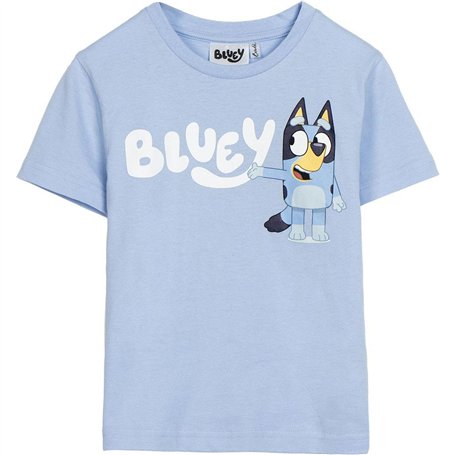 Bluey Camiseta de Manga Corta Infantil Azul Claro-Marca EAN: 8445484498165-Talla: 6 Años T-Shirt à Manches Courtes pour Enfant B