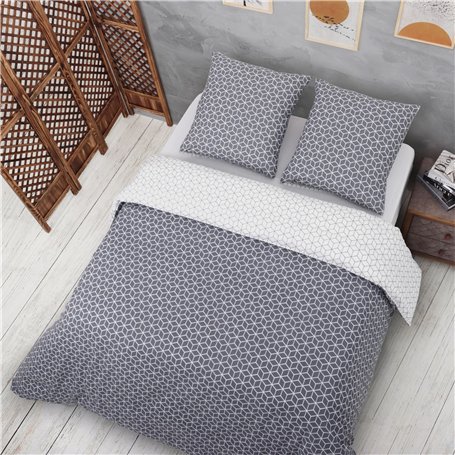 Vency Housse de Couette 220x240 3-Pièces Gris - Oeko-TEX 80% Coton & 20% Polyester