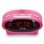 Ices ICR-210 Rose -Tuner PLL-FM- Haut-parleurs intégrés- Radio-réveil- Fonctionnement sur piles- Écran LED- Double fonction d'al